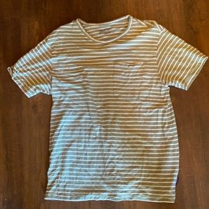 Patagonia t shirt green and white striped